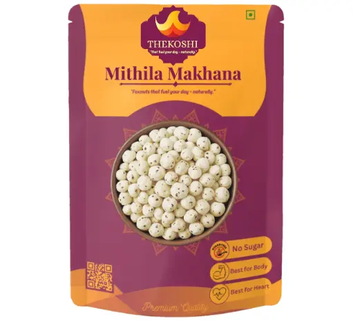 TheKoshi Mithila Makhana – 100g Pack (1 Packet) | Unroasted Foxnuts | Premium Superfood | High Protein, Low Calorie | Gluten-Free & Vegan Snack