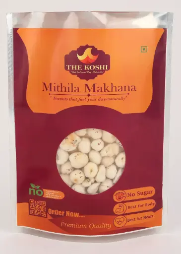 TheKoshi Mithila Makhana – 100g Pack (1 Packet) | Unroasted Foxnuts | Premium Superfood | High Protein, Low Calorie | Gluten-Free & Vegan Snack